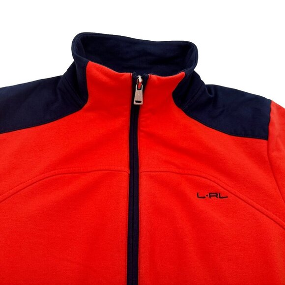 Womans L-RL active wear, Ralph Lauren active jacket Orange & Navy zip sweater - Picture 5 of 12